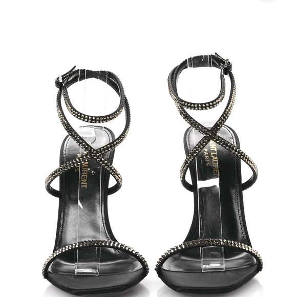 Saint Laurent Black Crystal Embellished Heels - Picture 4 of 8